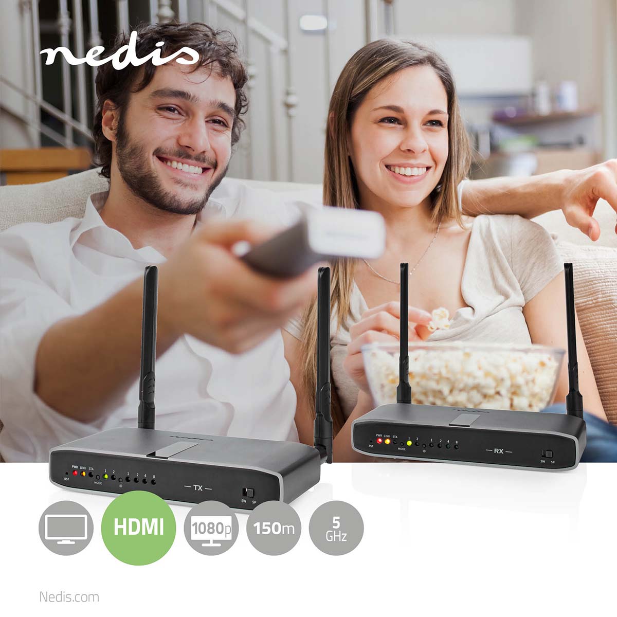 Wireless HDMI ™ Übertrager | WLAN | 5.15 - 5.85 MHz | 100.0 m (Sichtlinie) | Maximale Auflösung: Full HD 1080p | 6.75 Gbps | IR-Rücksendefunktion | ABS | Anthrazit