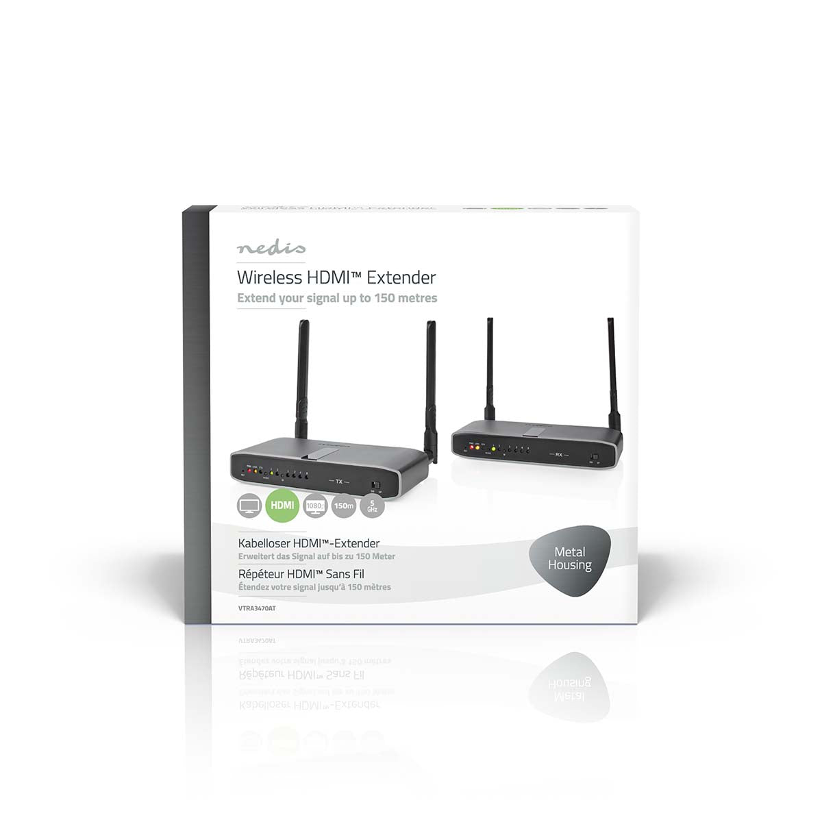 Wireless HDMI ™ Übertrager | WLAN | 5.15 - 5.85 MHz | 100.0 m (Sichtlinie) | Maximale Auflösung: Full HD 1080p | 6.75 Gbps | IR-Rücksendefunktion | ABS | Anthrazit