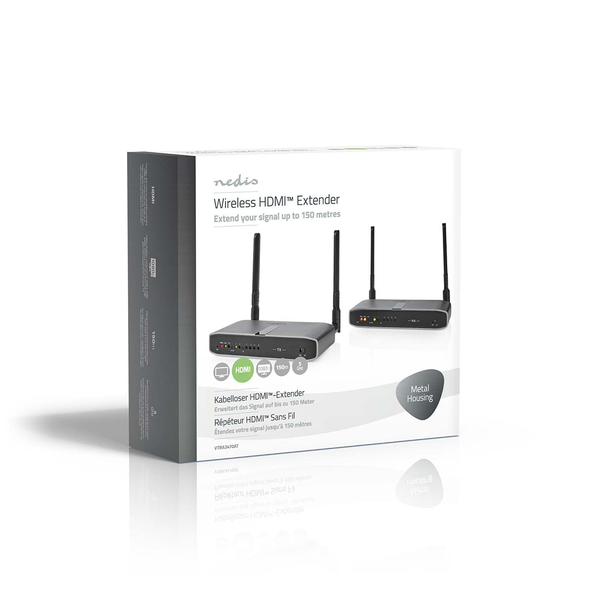 Wireless HDMI ™ Übertrager | WLAN | 5.15 - 5.85 MHz | 100.0 m (Sichtlinie) | Maximale Auflösung: Full HD 1080p | 6.75 Gbps | IR-Rücksendefunktion | ABS | Anthrazit