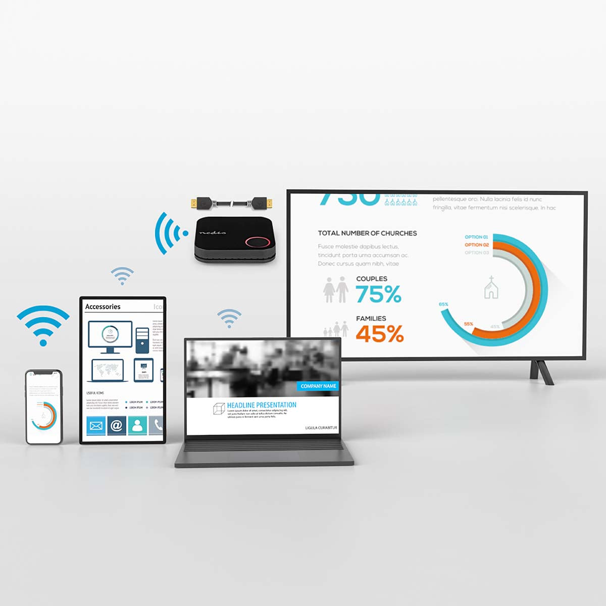 Drahtloser HDMI™ Empfänger | WLAN | 2400 MHz | 30.0 m (Sichtlinie) | 4K@60Hz | 0.04 Gbps | PVC | Schwarz