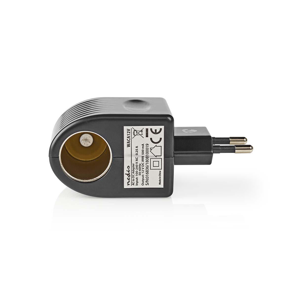 Steckdosen Adapter | Euro / Typ C (CEE 7/16) | 100 - 240 V AC 50/60 Hz | 12 V DC | 6 W | Netzstromversorgung | 0.3 A | Schwarz | Kunststoff