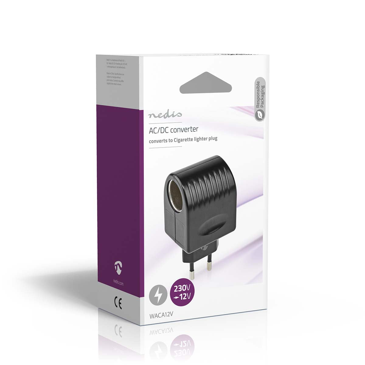 Steckdosen Adapter | Euro / Typ C (CEE 7/16) | 100 - 240 V AC 50/60 Hz | 12 V DC | 6 W | Netzstromversorgung | 0.3 A | Schwarz | Kunststoff