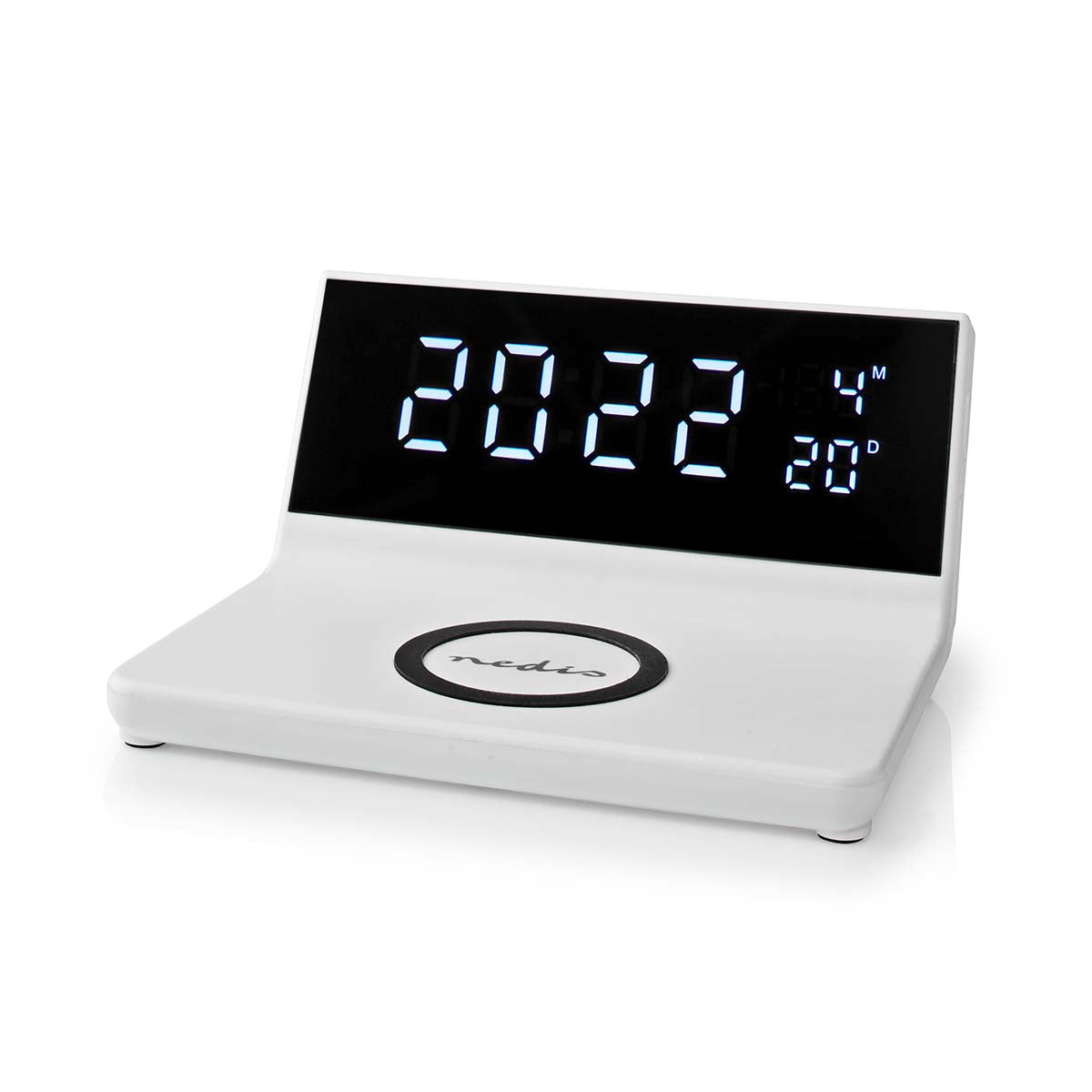 Wecker Kabelloses Ladegreät | Qi zertifiziert | 5 / 7.5 / 10 / 15 W | USB-A Stecker | 2 Alarmzeiten | Snooze-Funktion