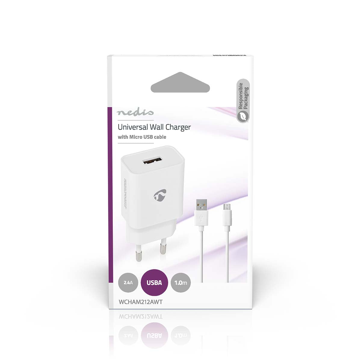 Netzladegerät | 12 W | Schnellladefunktion | 1x 2.1 A A | Anzahl der Ausgänge: 1 | USB-A | Micro USB (Lose) Kabel | 1.00 m | Single Voltage Output