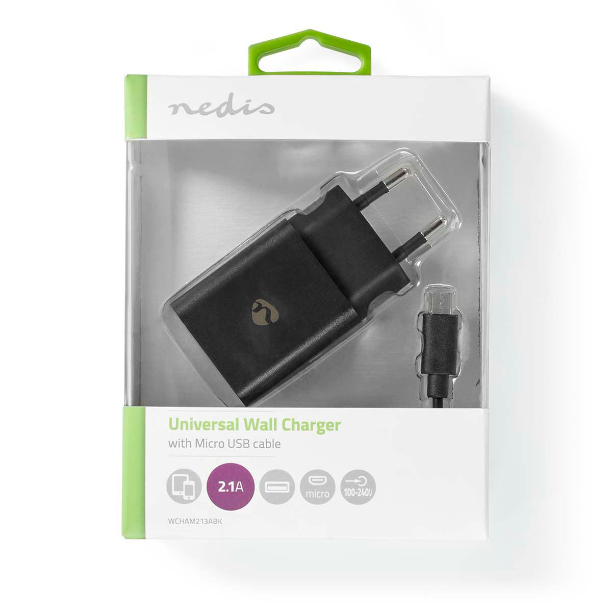 Netzladegerät | 12 W | Schnellladefunktion | 1x 2.1 A A | Anzahl der Ausgänge: 1 | USB-A | Micro USB (Lose) Kabel | 1.00 m | Single Voltage Output