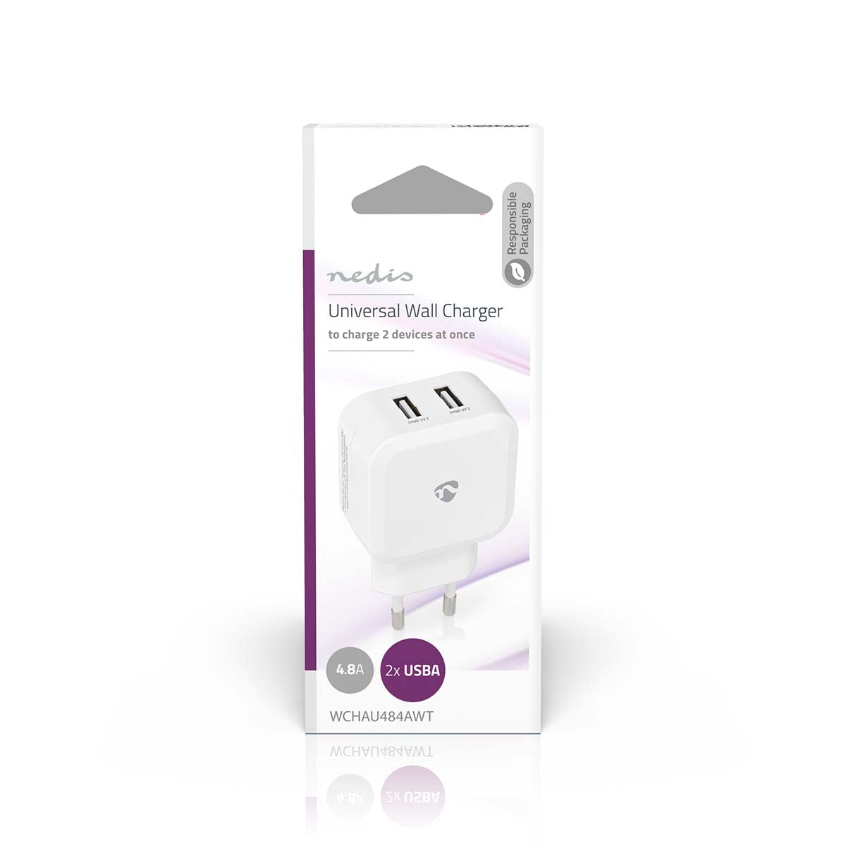 Netzladegerät | 24 W | Schnellladefunktion | 2x 2.4 A A | Anzahl der Ausgänge: 2 | 2x USB-A | Kein Kabel im Lieferumfang enthalten | Single Voltage Output