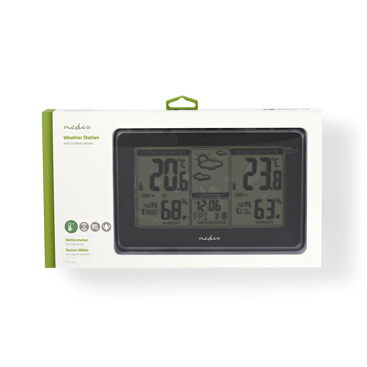Wetterstation | Innen- und Aussenbereich | Inklusive schnurloser Wettersensor | Wettervorhesage | Zeitdisplay | LCD-Anzeige | Weckerfunktion