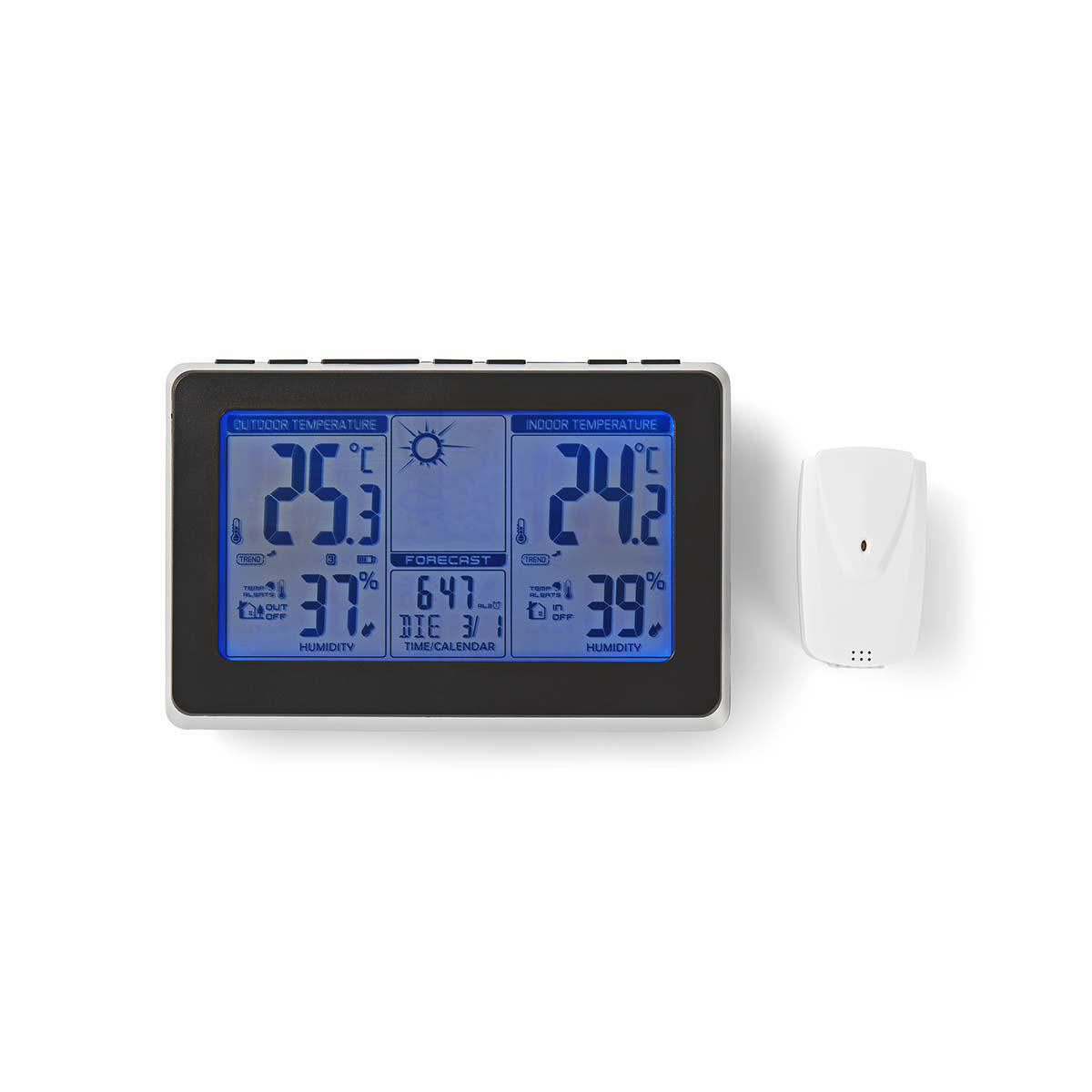 Wetterstation | Innen- und Aussenbereich | Inklusive schnurloser Wettersensor | Wettervorhesage | Zeitdisplay | LCD-Anzeige | Weckerfunktion