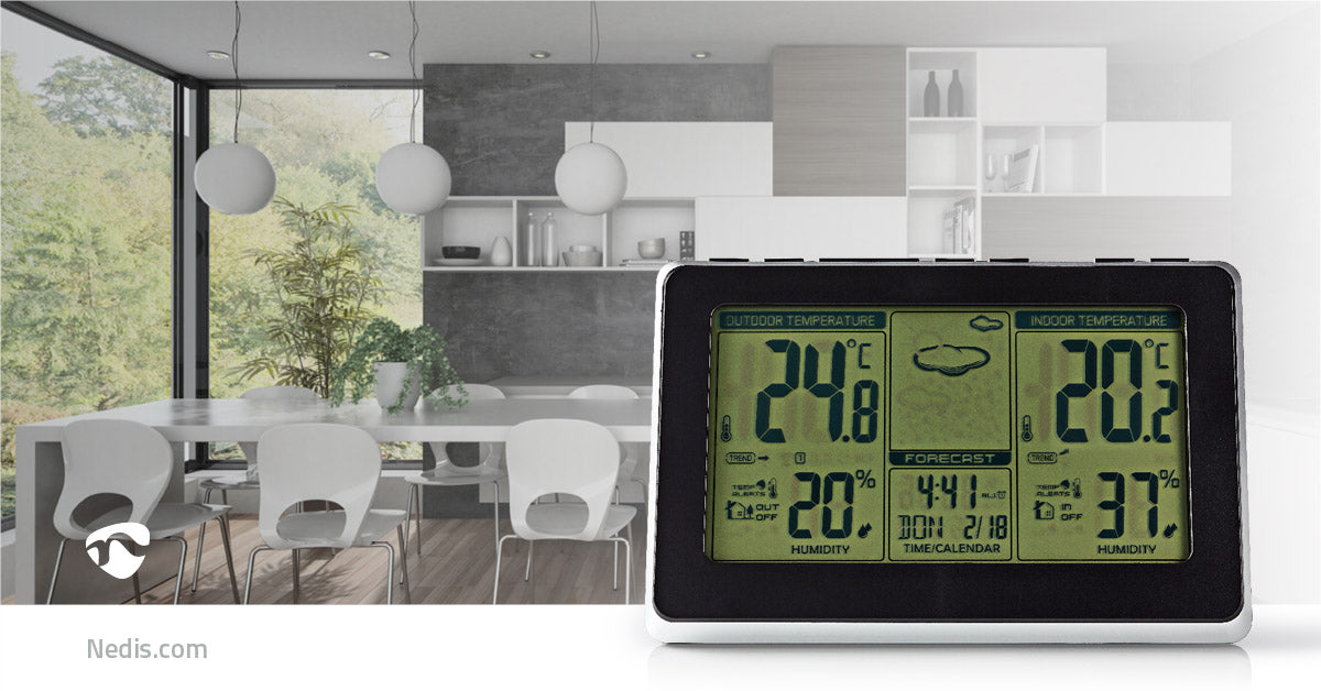 Wetterstation | Innen- und Aussenbereich | Inklusive schnurloser Wettersensor | Wettervorhesage | Zeitdisplay | LCD-Anzeige | Weckerfunktion