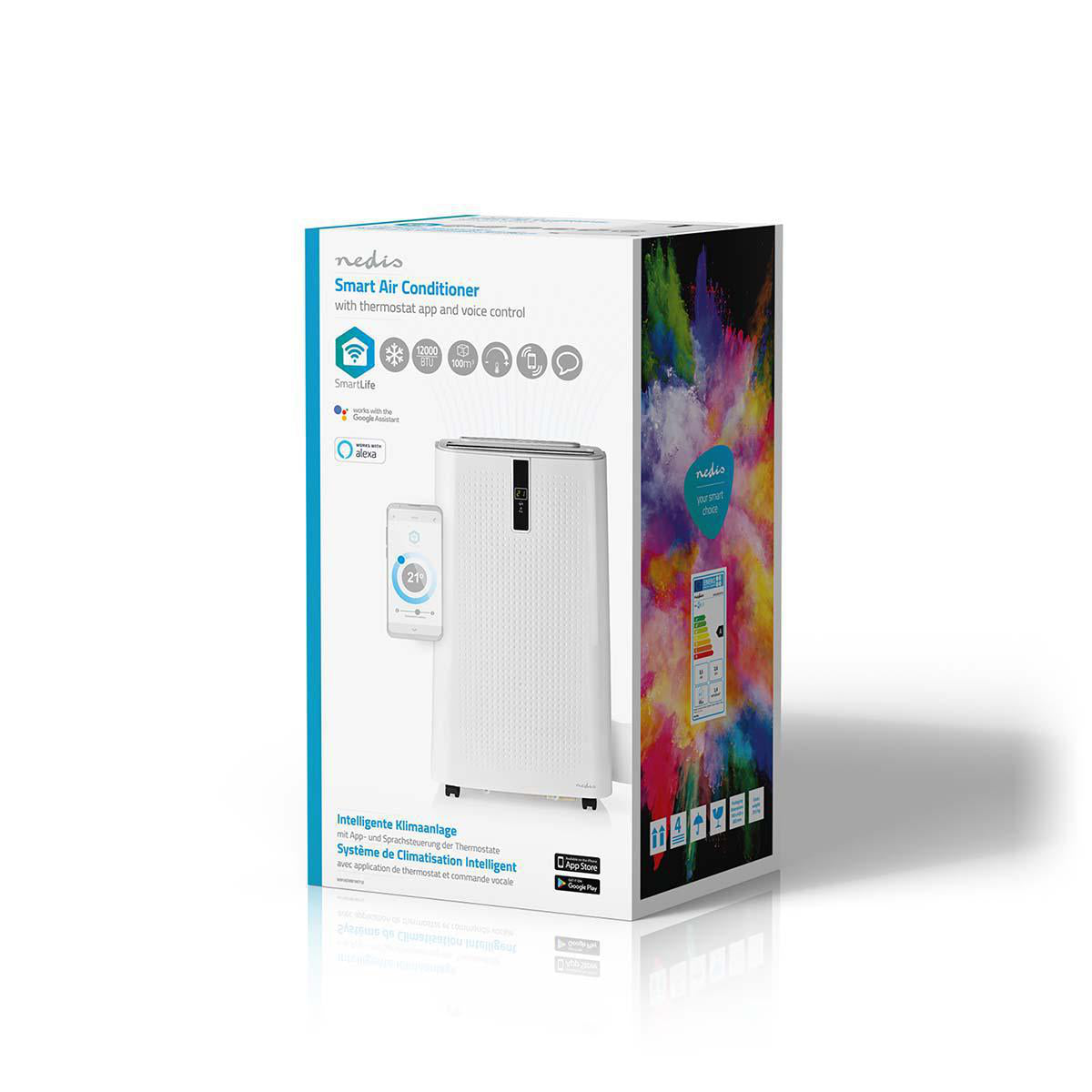 SmartLife 3-in-1-Klimaanlage | Wi-Fi | 12000 BTU | 100 m³ | Entfeuchtung | Android™ / IOS | Energieklasse: A | 3-Geschwindigkeitsstufen | 65 dB | Weiss