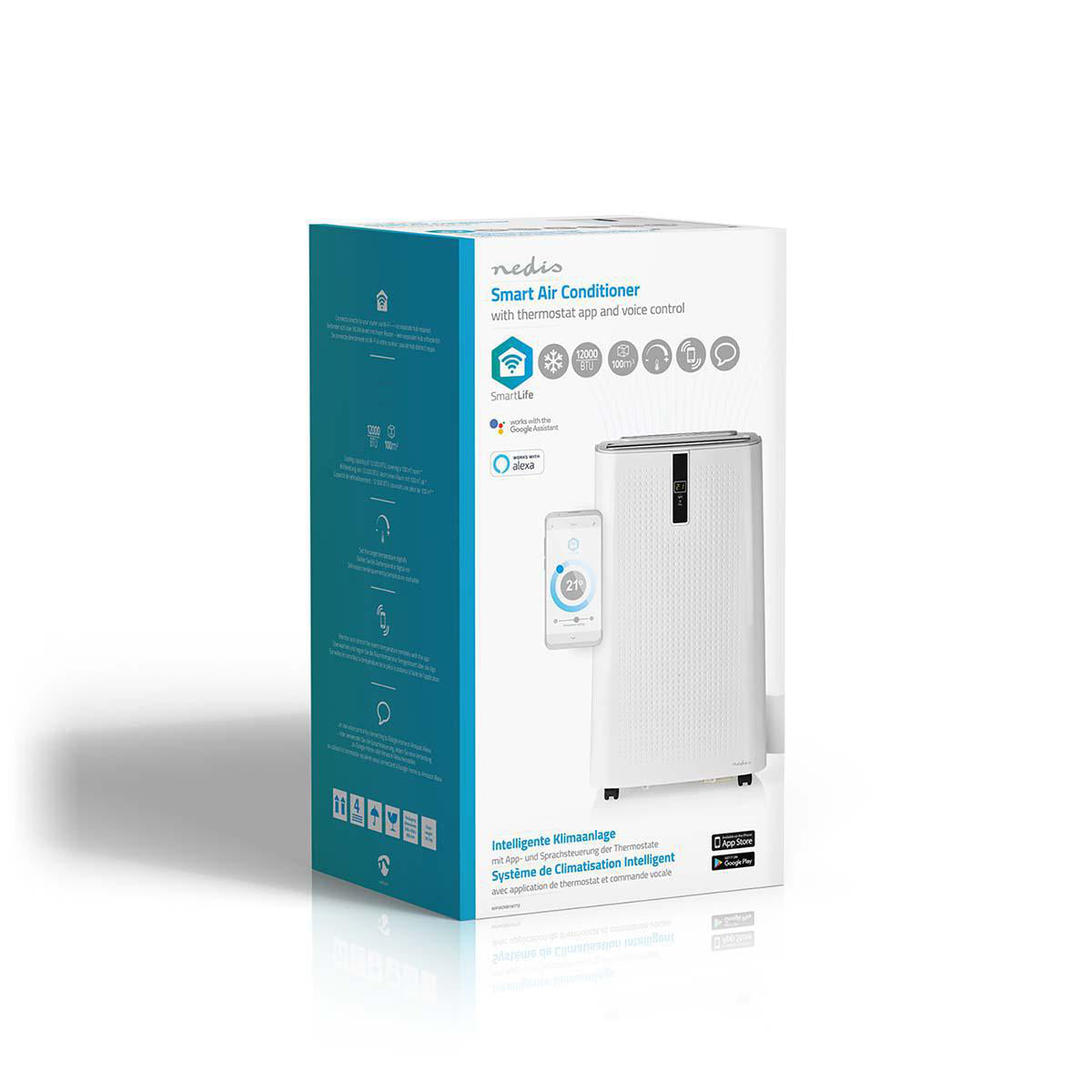 SmartLife 3-in-1-Klimaanlage | Wi-Fi | 12000 BTU | 100 m³ | Entfeuchtung | Android™ / IOS | Energieklasse: A | 3-Geschwindigkeitsstufen | 65 dB | Weiss