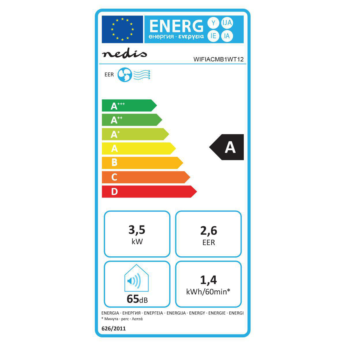 SmartLife 3-in-1-Klimaanlage | Wi-Fi | 12000 BTU | 100 m³ | Entfeuchtung | Android™ / IOS | Energieklasse: A | 3-Geschwindigkeitsstufen | 65 dB | Weiss