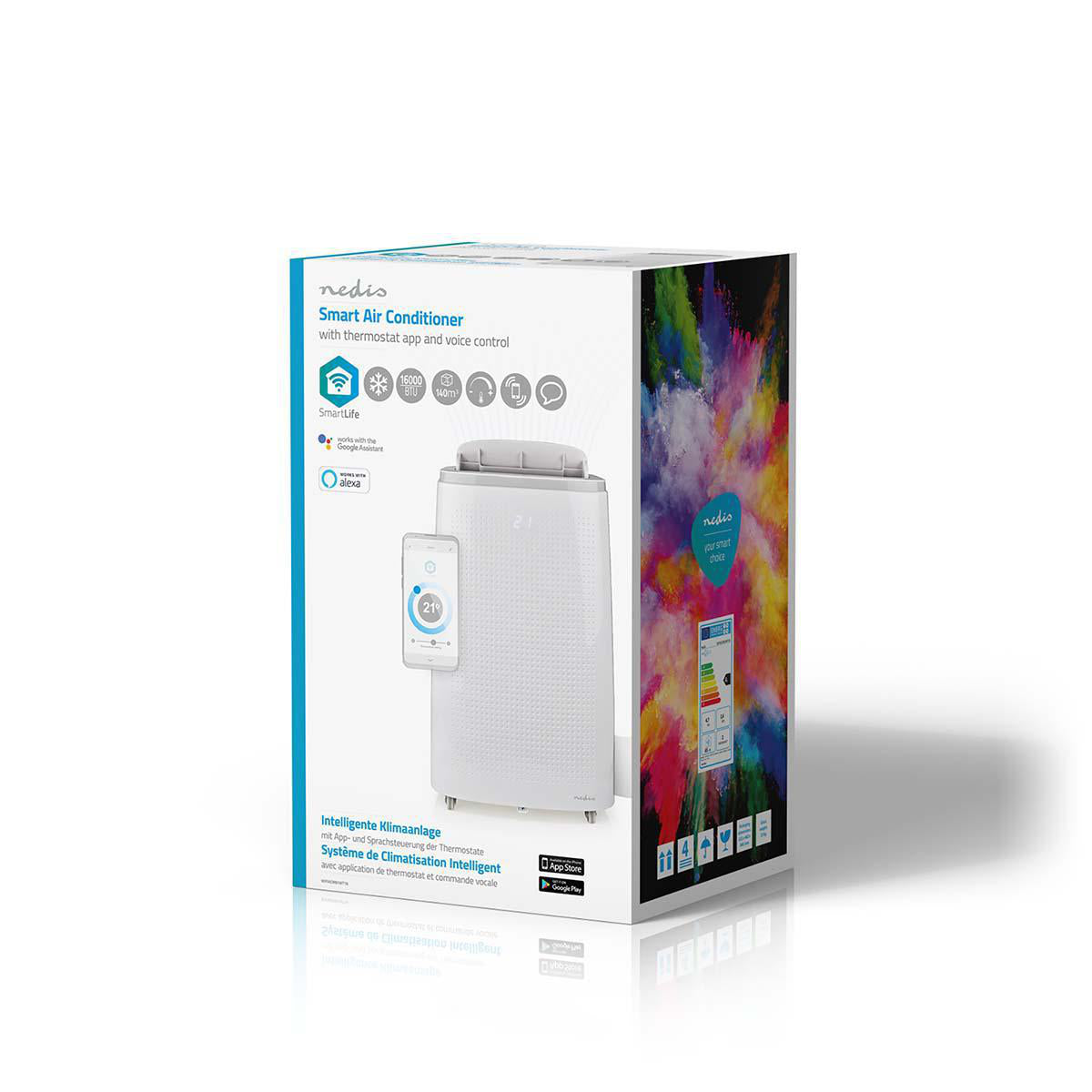 SmartLife 3-in-1-Klimaanlage | Wi-Fi | 16000 BTU | 140 m³ | Entfeuchtung | Android™ / IOS | Energieklasse: A | 3-Geschwindigkeitsstufen | 65 dB | Weiss