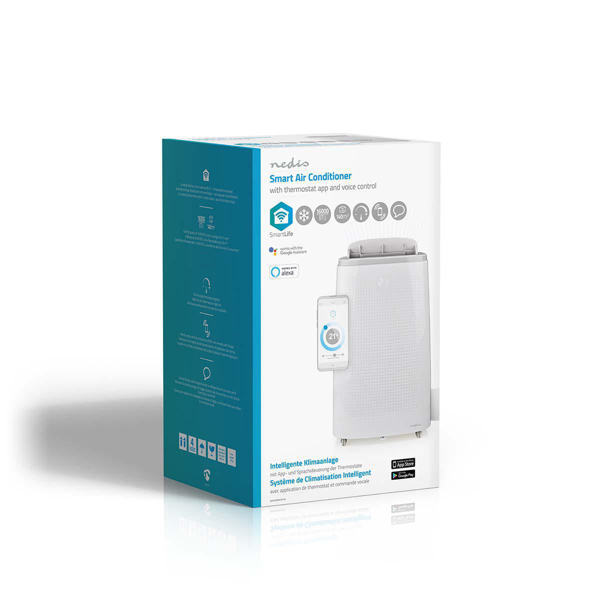 SmartLife 3-in-1-Klimaanlage | Wi-Fi | 16000 BTU | 140 m³ | Entfeuchtung | Android™ / IOS | Energieklasse: A | 3-Geschwindigkeitsstufen | 65 dB | Weiss