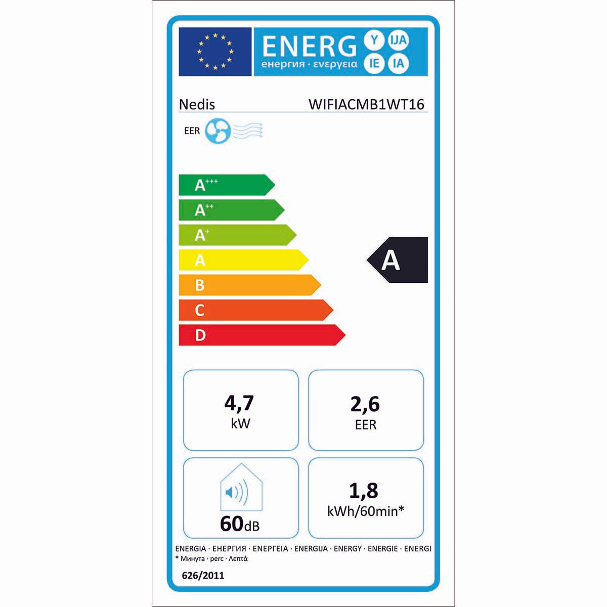 SmartLife 3-in-1-Klimaanlage | Wi-Fi | 16000 BTU | 140 m³ | Entfeuchtung | Android™ / IOS | Energieklasse: A | 3-Geschwindigkeitsstufen | 65 dB | Weiss