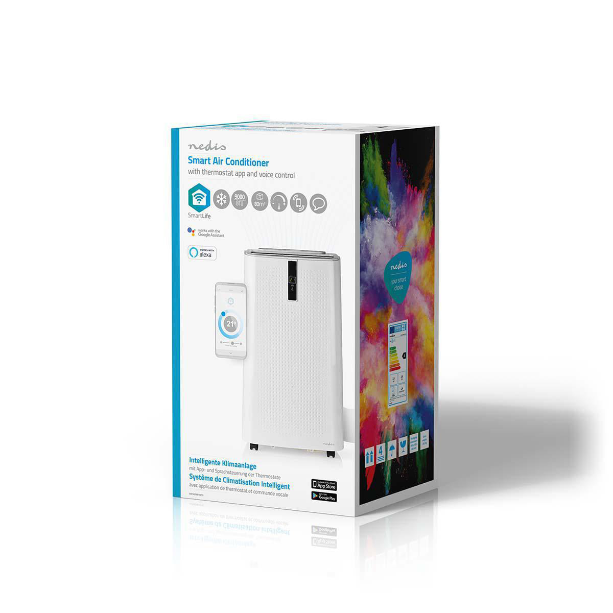 SmartLife 3-in-1-Klimaanlage | Wi-Fi | 9000 BTU | 80 m³ | Entfeuchtung | Android™ / IOS | Energieklasse: A | 3-Geschwindigkeitsstufen | 65 dB | Weiss