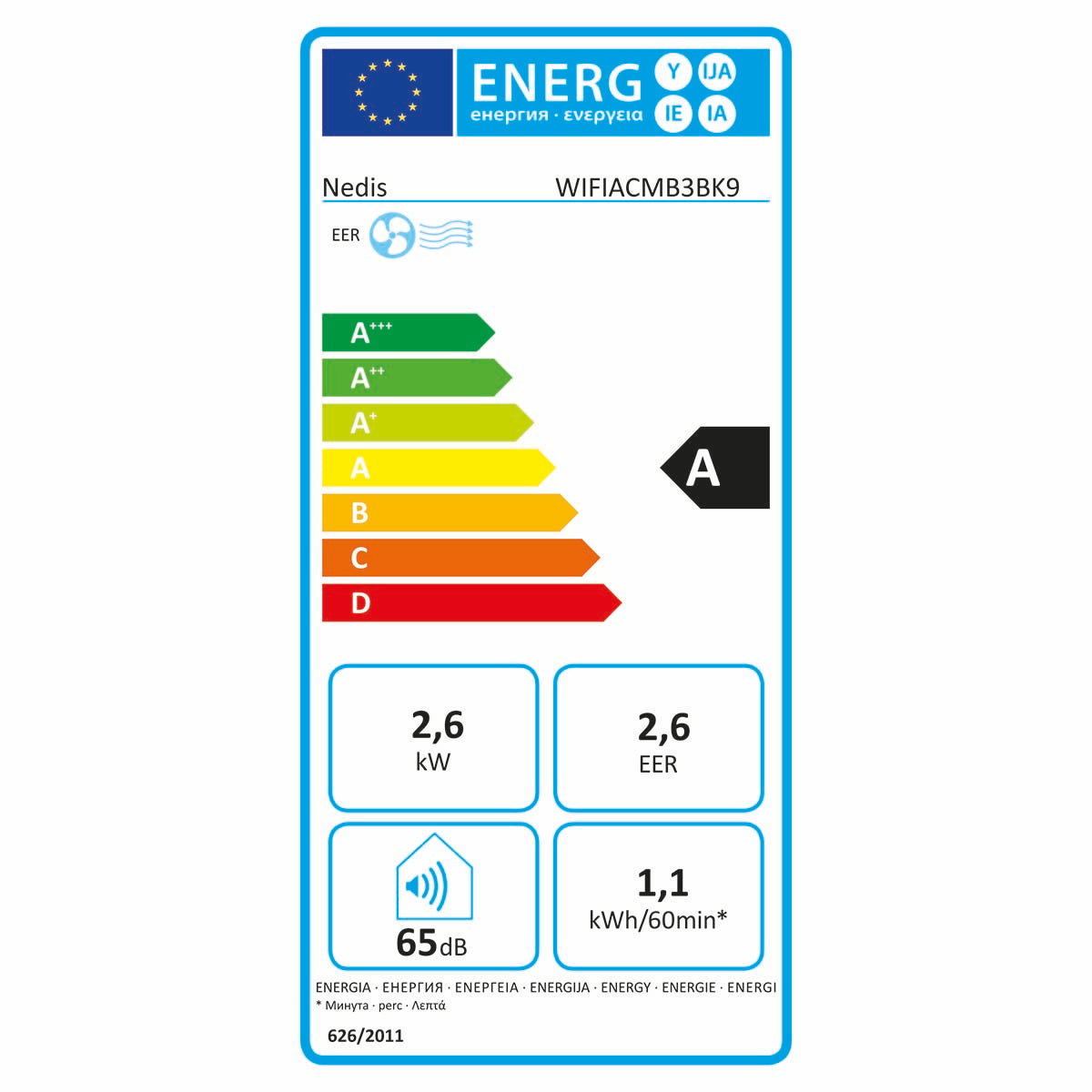 SmartLife 3-in-1-Klimaanlage | Wi-Fi | 9000 BTU | 80 m³ | Entfeuchtung | Android™ / IOS | Energieklasse: A | 3-Geschwindigkeitsstufen | 65 dB | Schwarz