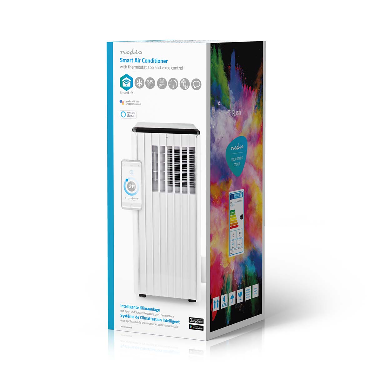 SmartLife 3-in-1-Klimaanlage | Wi-Fi | 9000 BTU | 80 m³ | Entfeuchtung | Android™ / IOS | Energieklasse: A | 3-Geschwindigkeitsstufen | 65 dB | Weiss