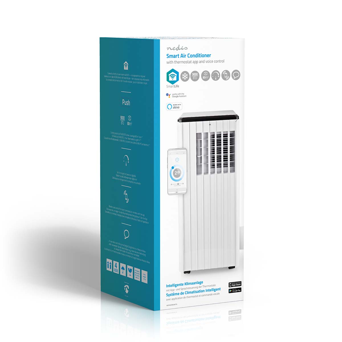 SmartLife 3-in-1-Klimaanlage | Wi-Fi | 9000 BTU | 80 m³ | Entfeuchtung | Android™ / IOS | Energieklasse: A | 3-Geschwindigkeitsstufen | 65 dB | Weiss