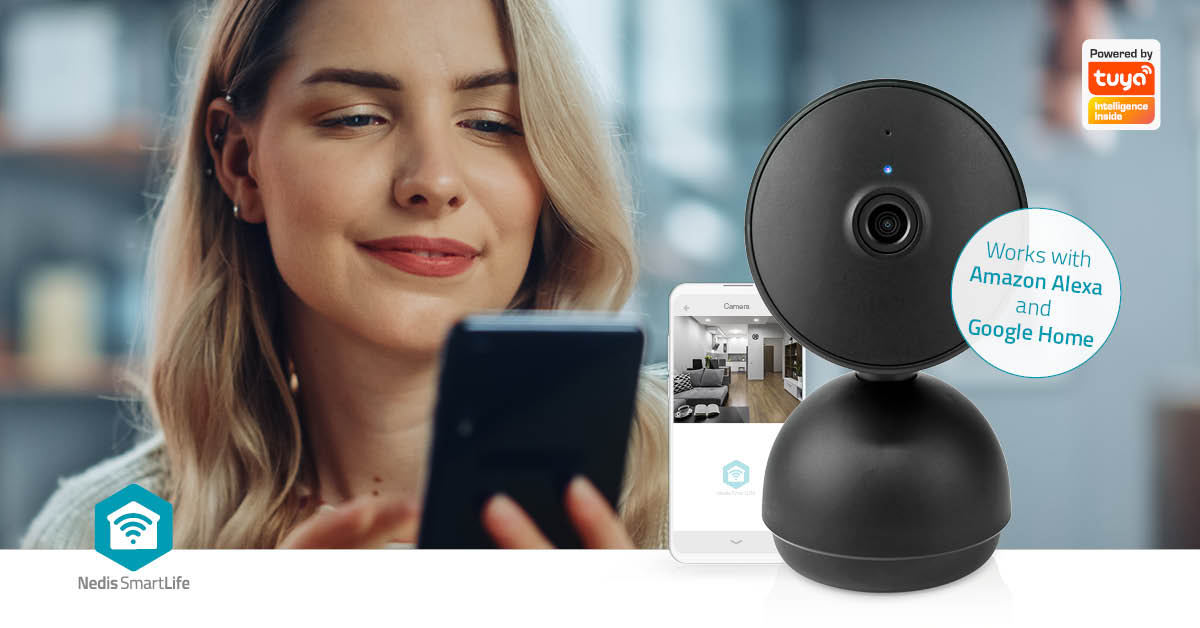 SmartLife Innenkamera | Wi-Fi | Full HD 1080p | Pan tilt | Cloud Storage (optional) / microSD (not enthalten) / Onvif | mit Bewegungssensor | Nachtsicht | Schwarz