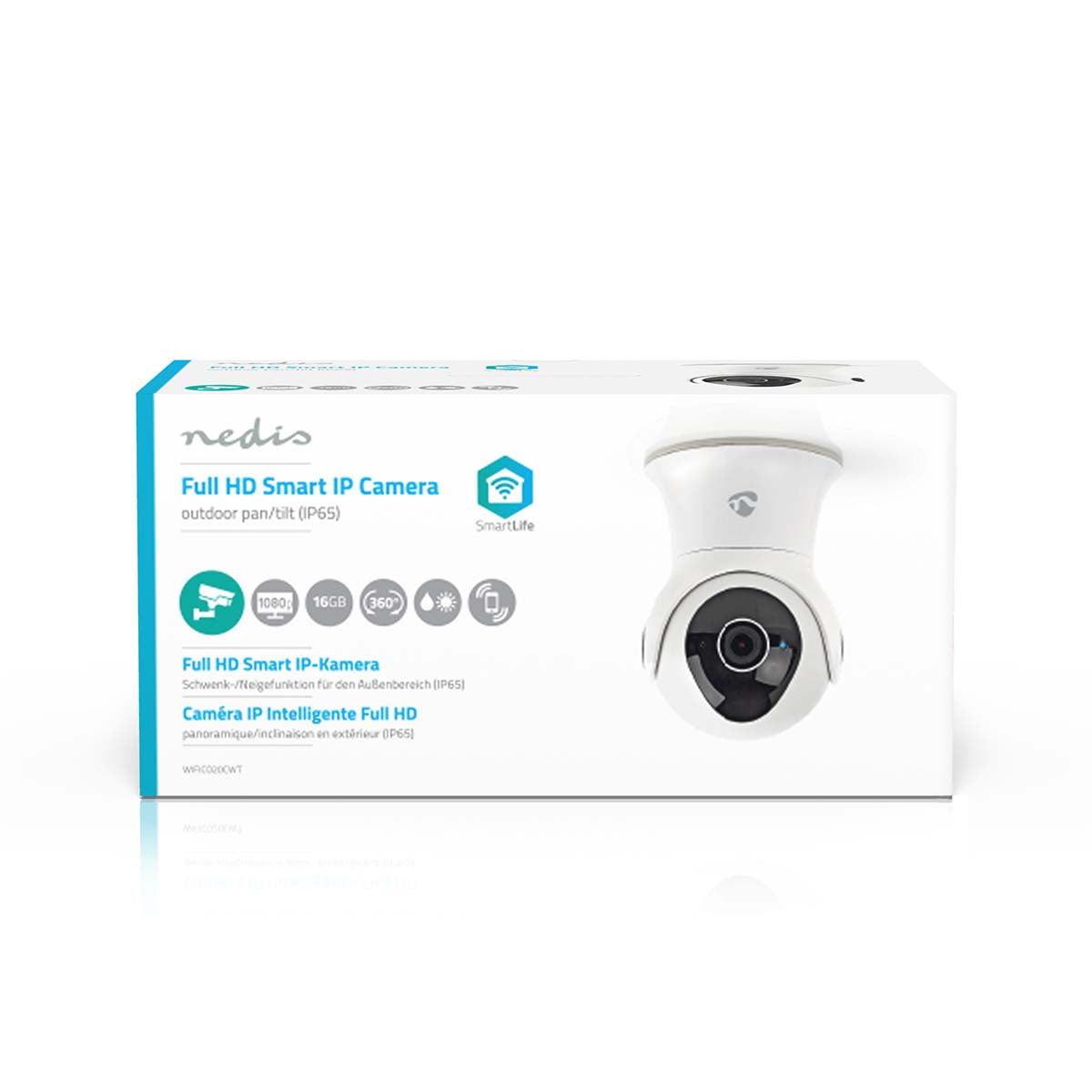 SmartLife Außenkamera | Wi-Fi | Full HD 1080p | IP65 | Cloud Storage (optional) / Internal 16GB | 12 V DC | mit Bewegungssensor | Nachtsicht | Weiss