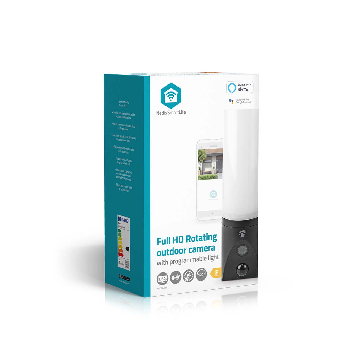 SmartLife Außenkamera | Wi-Fi | Umgebungslicht | Full HD 1080p | IP65 | Cloud Storage (optional) / microSD (not enthalten) / Onvif | 100 - 240 V AC | mit Bewegungssensor | Nachtsicht | Schwarz