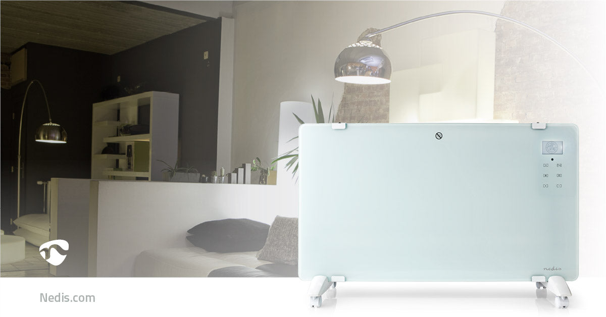 SmartLife Konvektionsheizgeräte | Wi-Fi | geeignet für Badezimmer | Glasverkleidung | 2000 W | 2 Wärmeeinstellungen | LED | 15 - 35 °C | Verstellbares Thermostat | Weiss