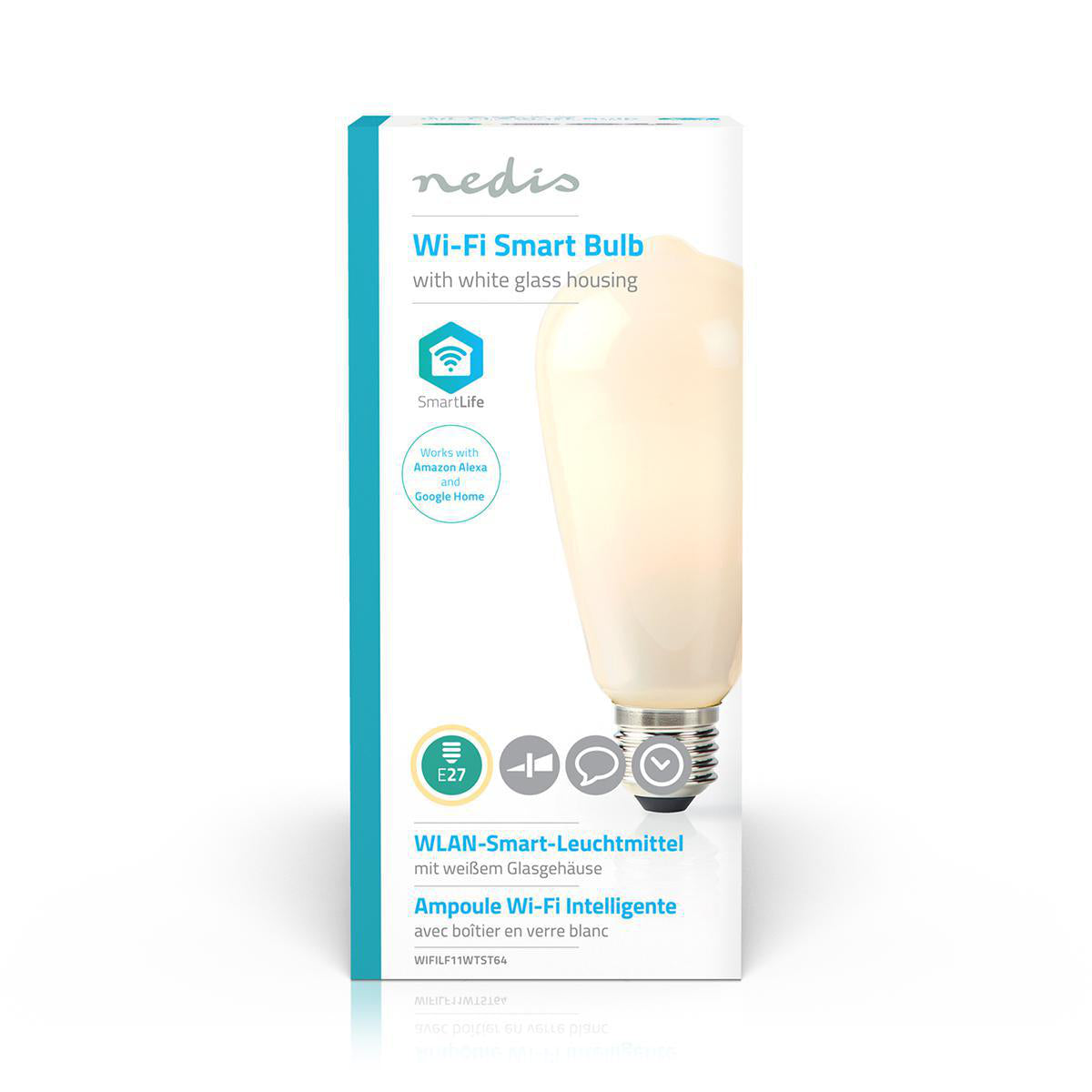 SmartLife LED Filament Lampe | Wi-Fi | E27 | 500 lm | 5 W | Warmweiss | 2700 K | Glas | Android™ / IOS | ST64 | 1 Stück