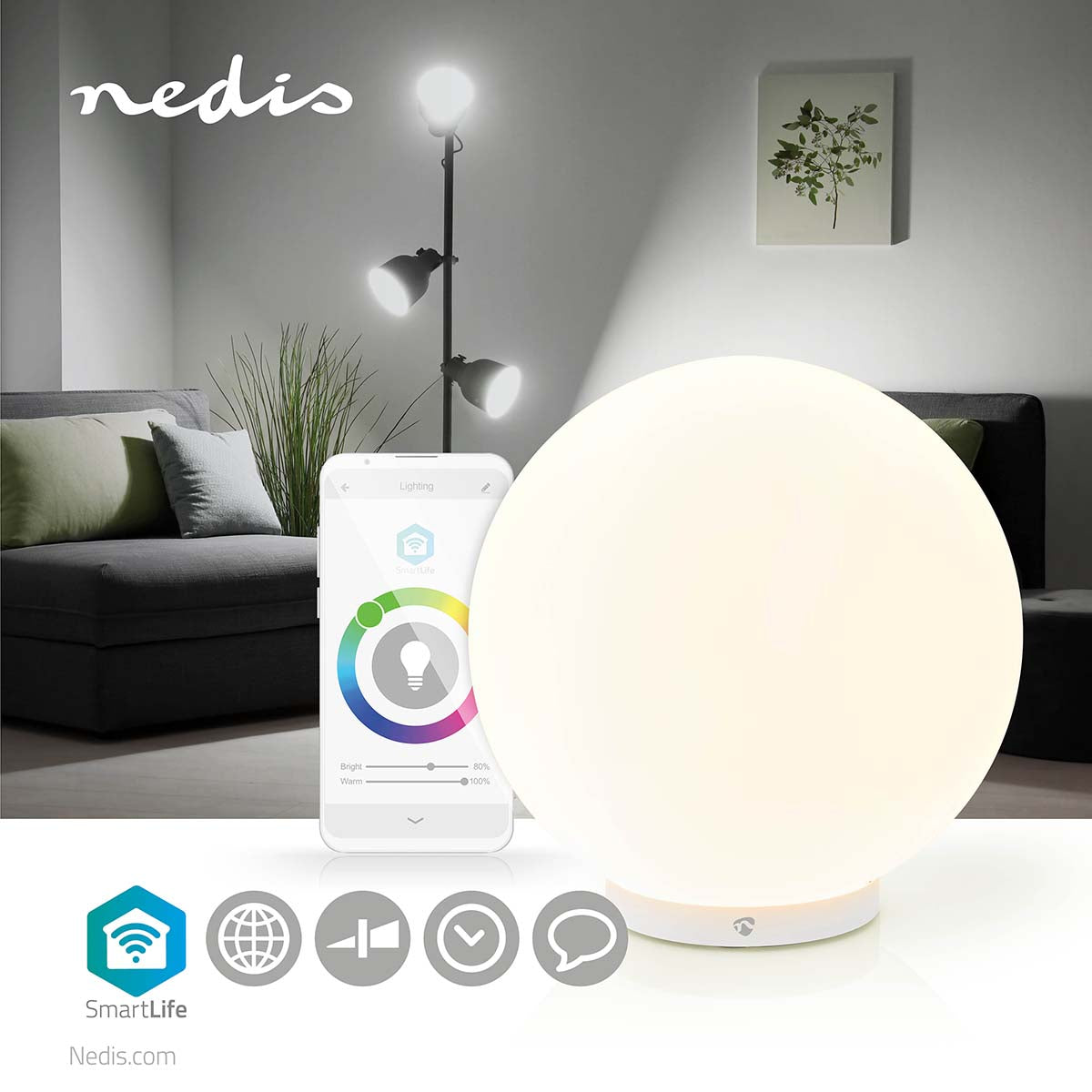 SmartLife Stimmungslicht | Wi-Fi | Rund | | 360 lm | RGB / Warm bis kühlen weiß | 2700 - 6500 K | 5 W | Glas | 1 Stück