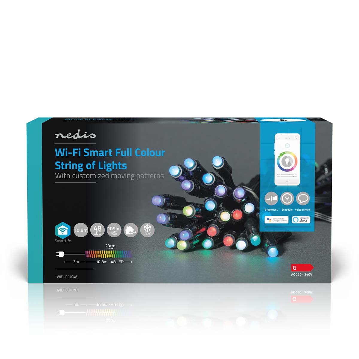 SmartLife Weihnachtsbeleuchtung | Party-Lichter | Wi-Fi | RGB | 48 LED's | 10.80 m | Android™ / IOS