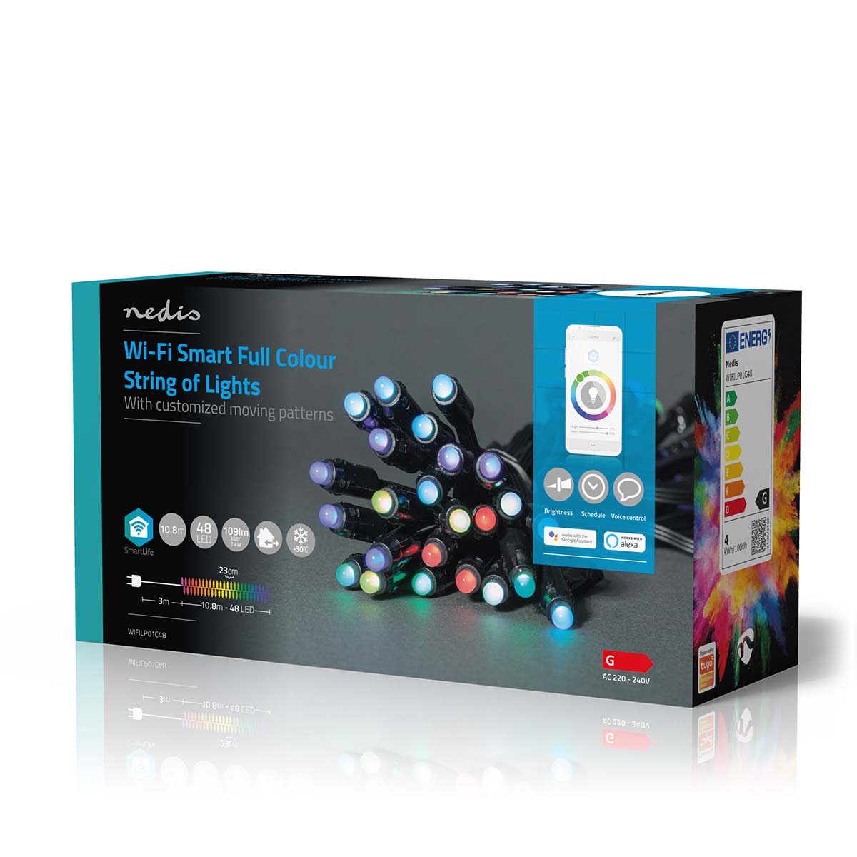 SmartLife Weihnachtsbeleuchtung | Party-Lichter | Wi-Fi | RGB | 48 LED's | 10.80 m | Android™ / IOS