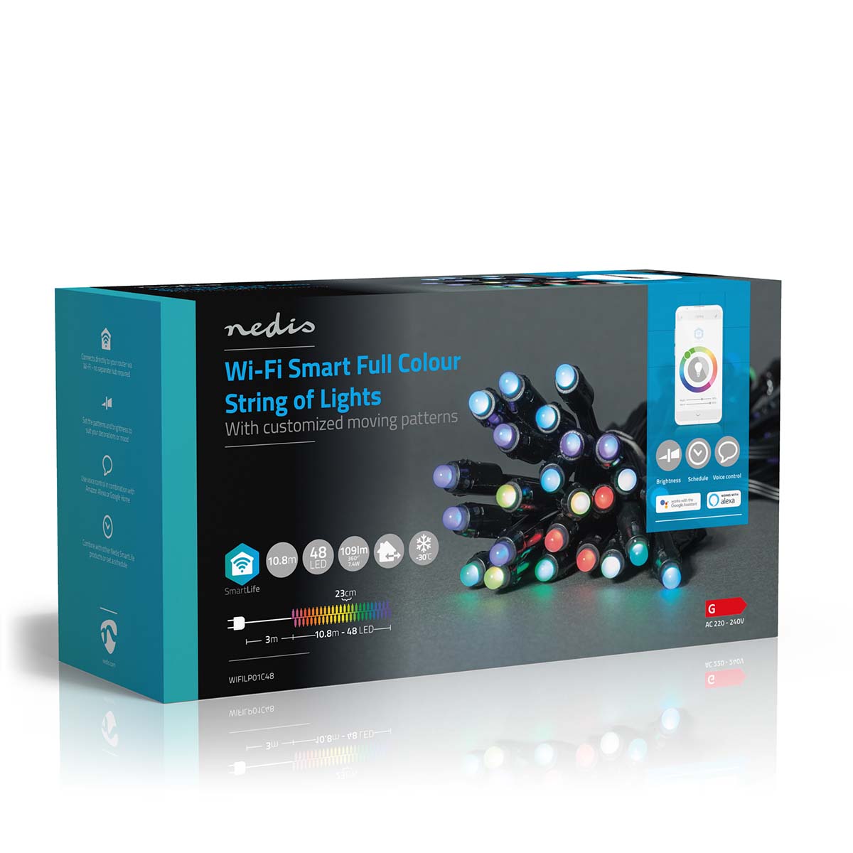 SmartLife Weihnachtsbeleuchtung | Party-Lichter | Wi-Fi | RGB | 48 LED's | 10.80 m | Android™ / IOS