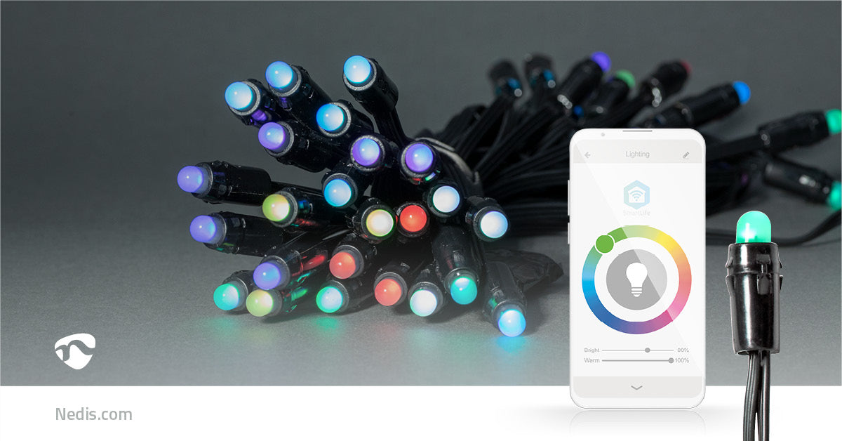 SmartLife Weihnachtsbeleuchtung | Party-Lichter | Wi-Fi | RGB | 48 LED's | 10.80 m | Android™ / IOS