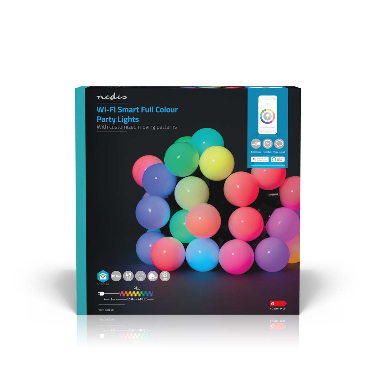 SmartLife Weihnachtsbeleuchtung | Party-Lichter | Wi-Fi | RGB | 48 LED's | 10.8 m | Android™ / IOS | Lampendurchmesser: 30 mm