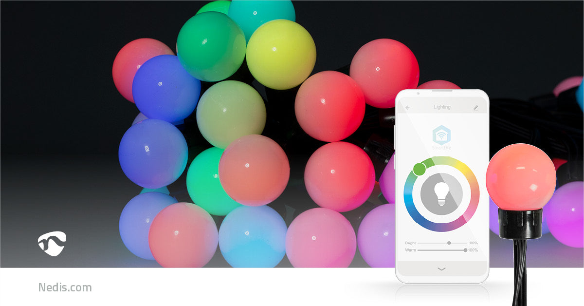 SmartLife Weihnachtsbeleuchtung | Party-Lichter | Wi-Fi | RGB | 48 LED's | 10.8 m | Android™ / IOS | Lampendurchmesser: 30 mm