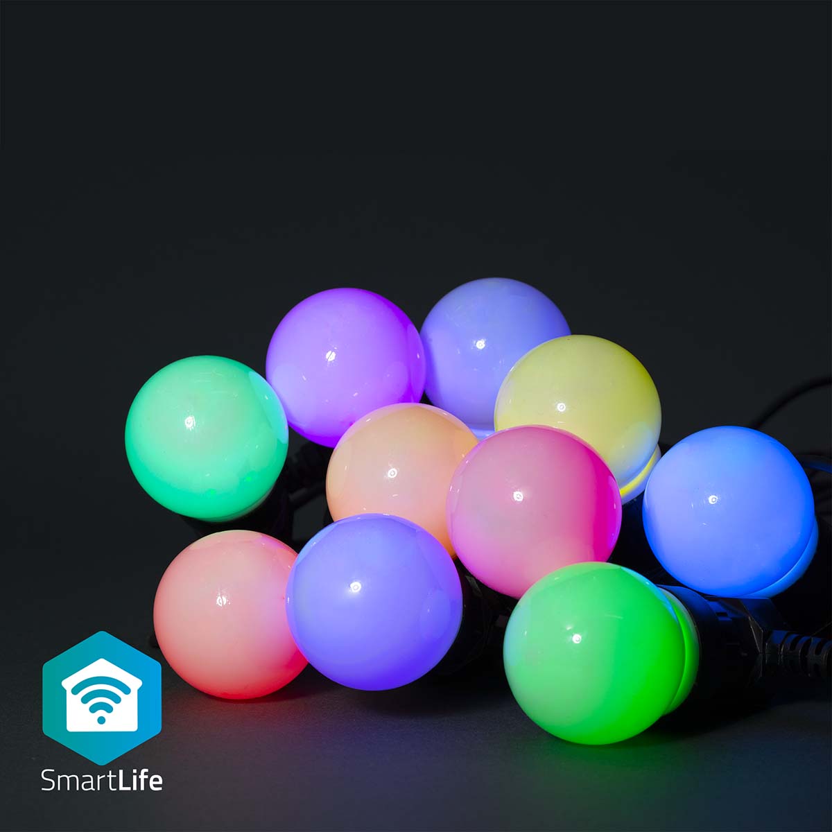 SmartLife Weihnachtsbeleuchtung | Party-Lichter | Wi-Fi | RGB | 10 LED's | 9.00 m | Android™ / IOS | Lampendurchmesser: 50 mm