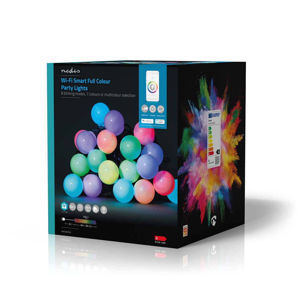 SmartLife Weihnachtsbeleuchtung | Party-Lichter | Wi-Fi | RGB | 20 LED's | 10 m | Android™ / IOS | Lampendurchmesser: 50 mm