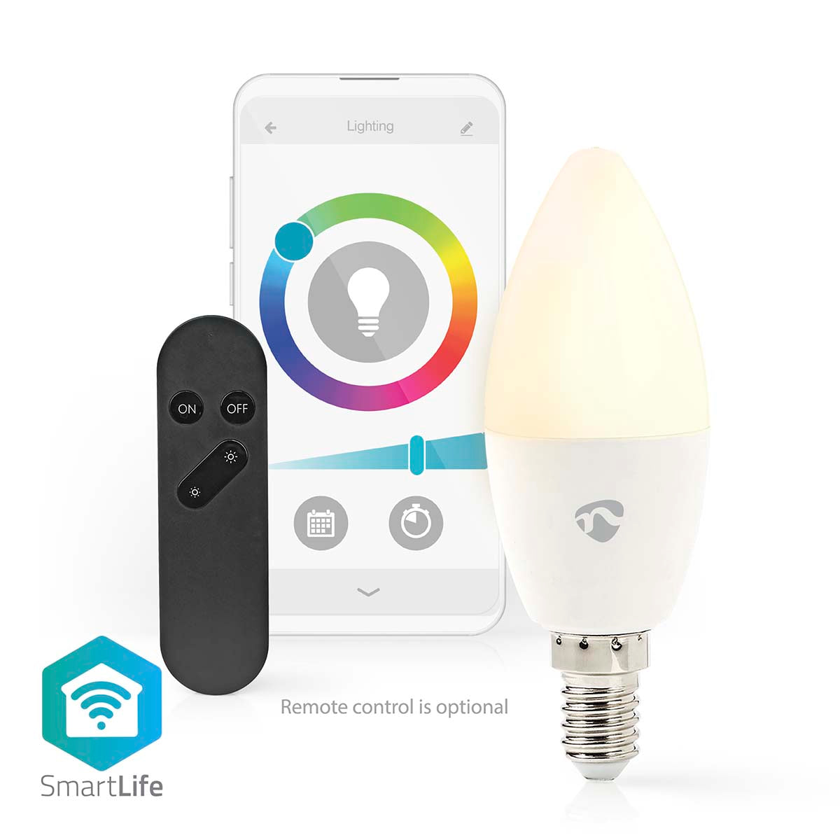 SmartLife Vollfärbige LED-Lampe | Wi-Fi | E14 | 470 lm | 4.9 W | RGB / Warm bis kühlen weiß | 2700 - 6500 K | Android™ / IOS | Kerze | 1 Stück