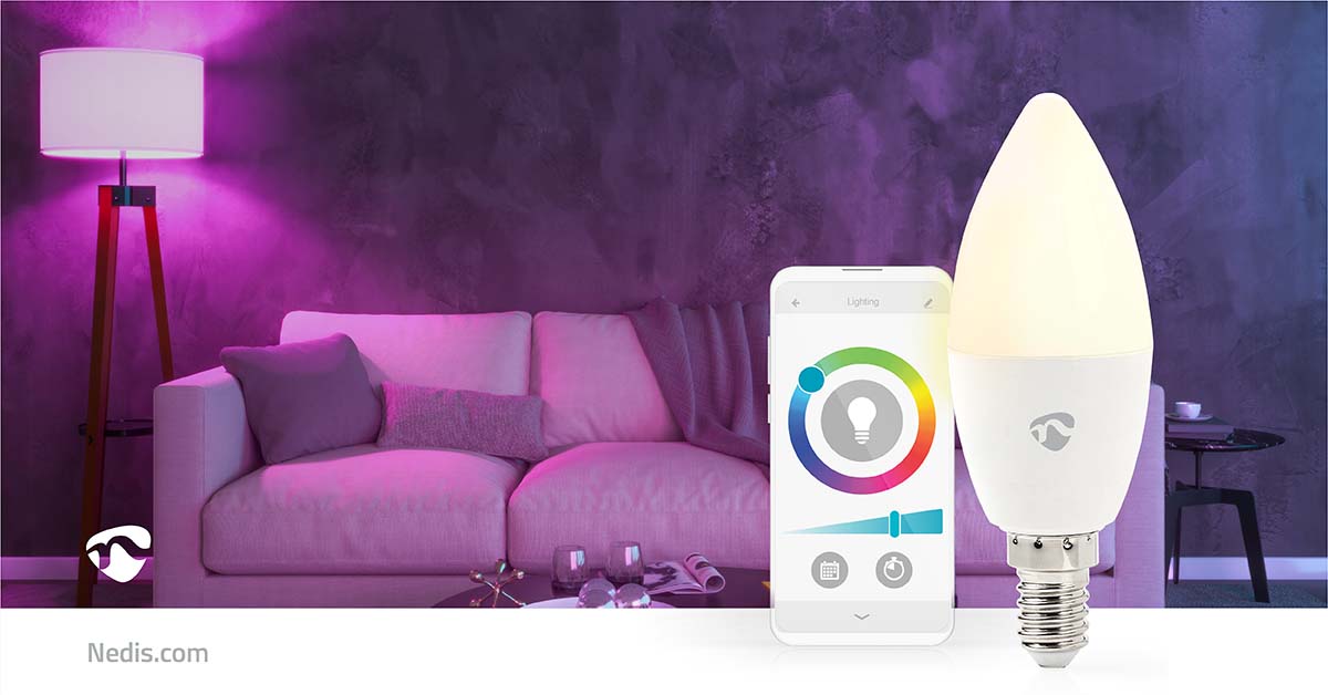 SmartLife Vollfärbige LED-Lampe | Wi-Fi | E14 | 470 lm | 4.9 W | RGB / Warm bis kühlen weiß | 2700 - 6500 K | Android™ / IOS | Kerze | 1 Stück