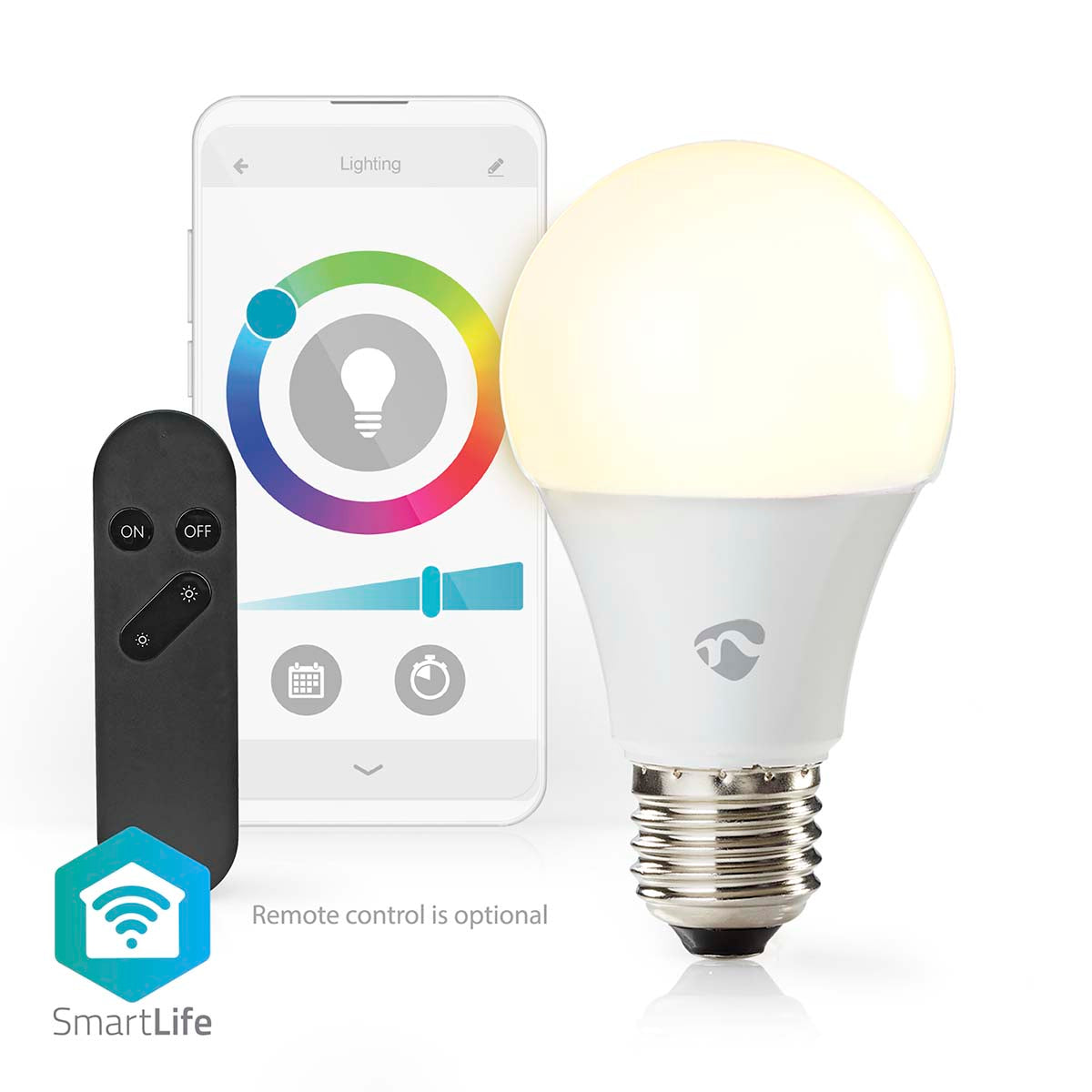 SmartLife Vollfärbige LED-Lampe | Wi-Fi | E27 | 806 lm | 9 W | RGB / Warm bis kühlen weiß | 2700 - 6500 K | Android™ / IOS | Birne | 1 Stück