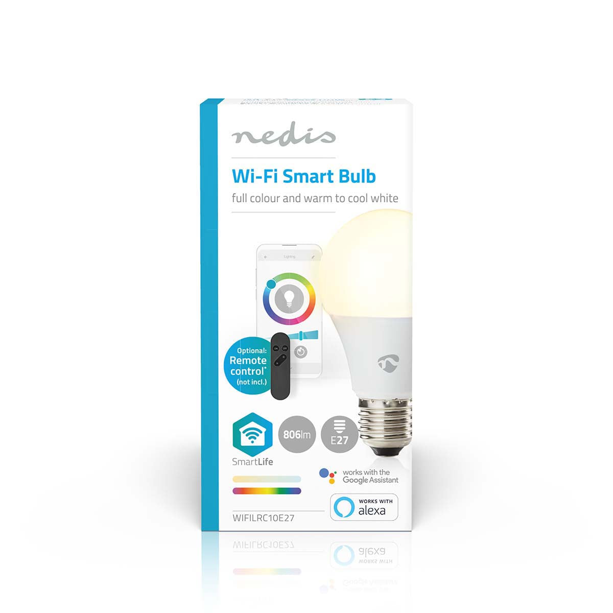 SmartLife Vollfärbige LED-Lampe | Wi-Fi | E27 | 806 lm | 9 W | RGB / Warm bis kühlen weiß | 2700 - 6500 K | Android™ / IOS | Birne | 1 Stück