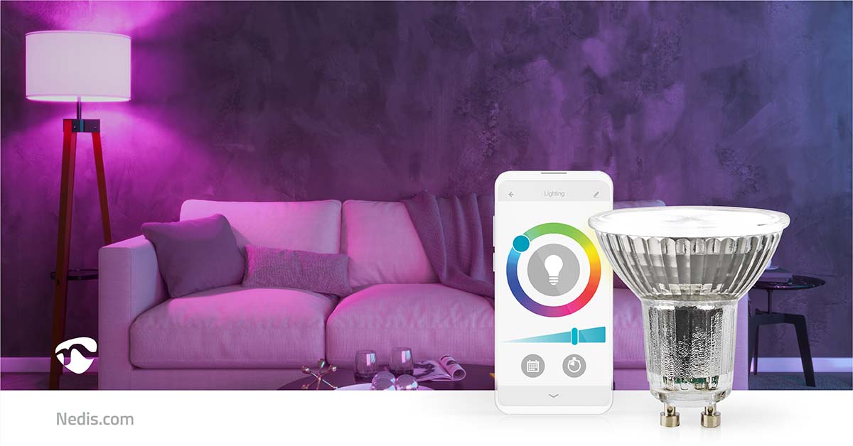 SmartLife LED-Spot | Wi-Fi | GU10 | 345 lm | 4.9 W | RGB / Warm bis kühlen weiß | 2700 - 6500 K | Energieklasse: G | Android™ / IOS | PAR16 | 1 Stück