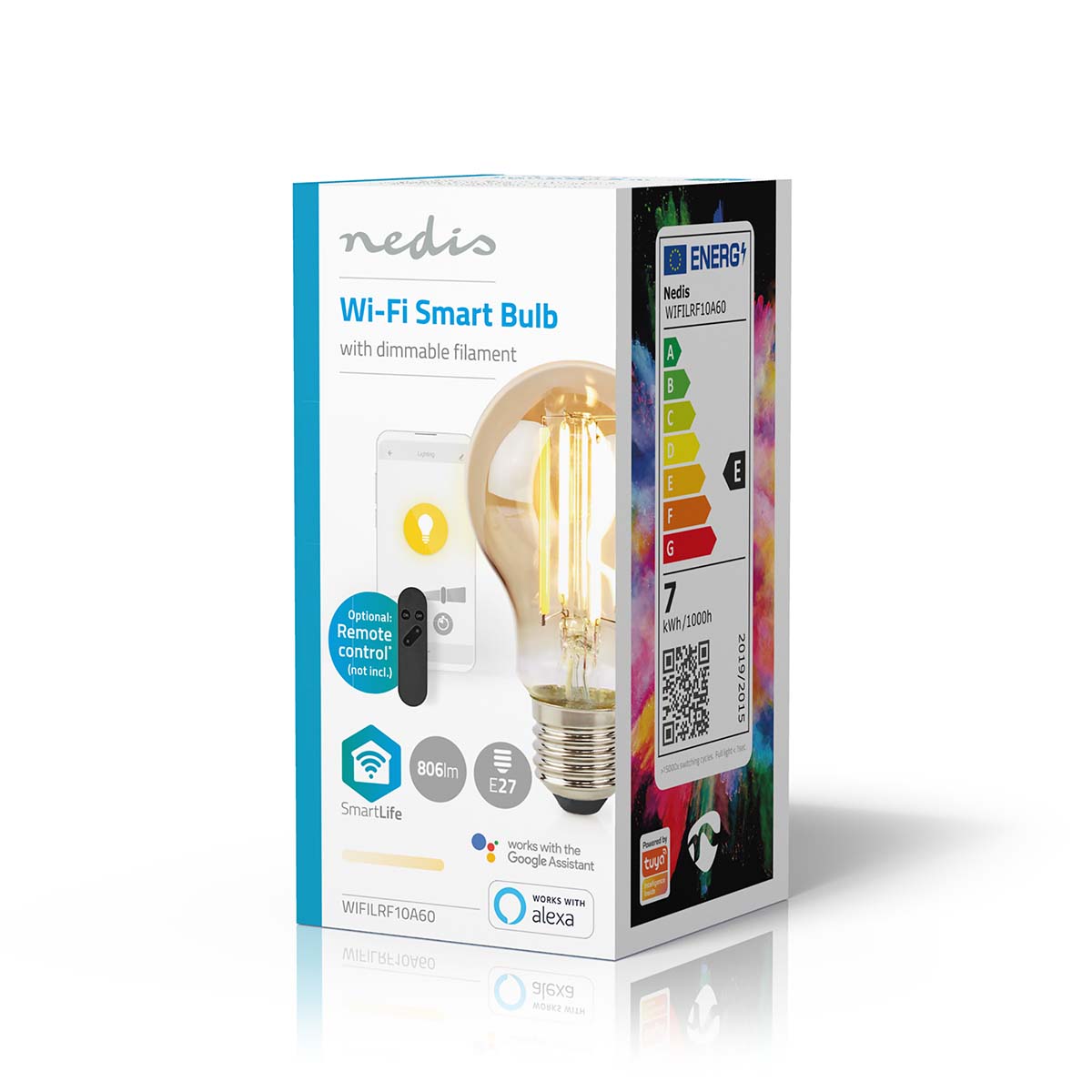 SmartLife LED Filament Lampe | Wi-Fi | E27 | 806 lm | 7 W | Warmweiss | 1800 - 3000 K | Glas | Android™ / IOS | Birne | 1 Stück