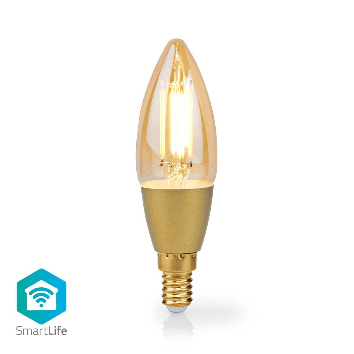 SmartLife LED Filament Lampe | Wi-Fi | E14 | 470 lm | 4.9 W | Warmweiss | 1800 - 3000 K | Glas | Android™ / IOS | Kerze | 1 Stück