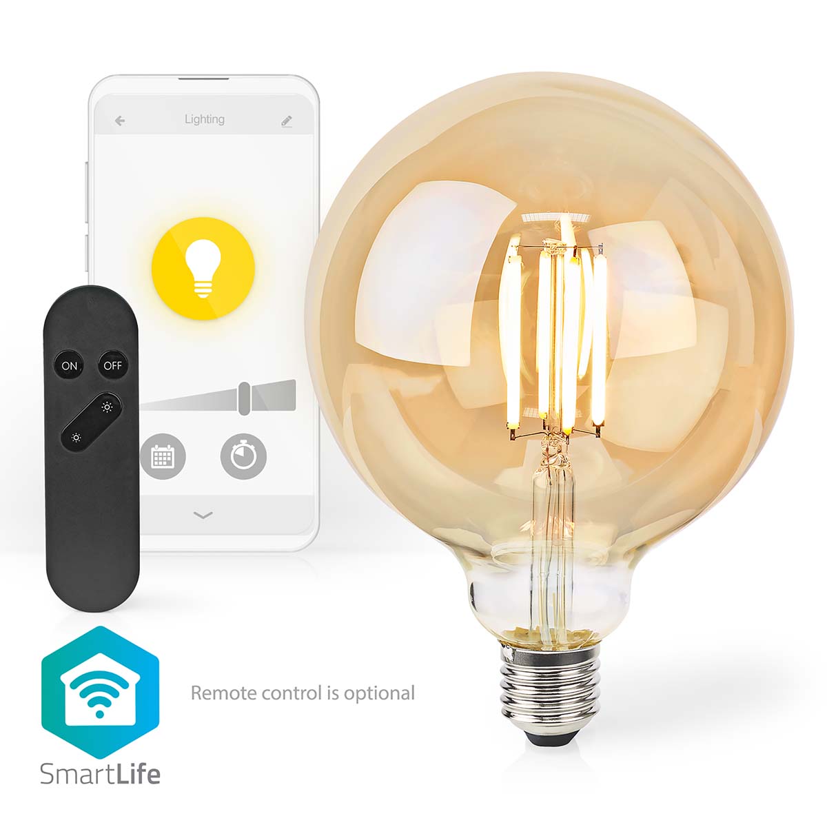 SmartLife LED Filament Lampe | Wi-Fi | E27 | 806 lm | 7 W | Warmweiss | 1800 - 3000 K | Glas | Android™ / IOS | Globe | 1 Stück