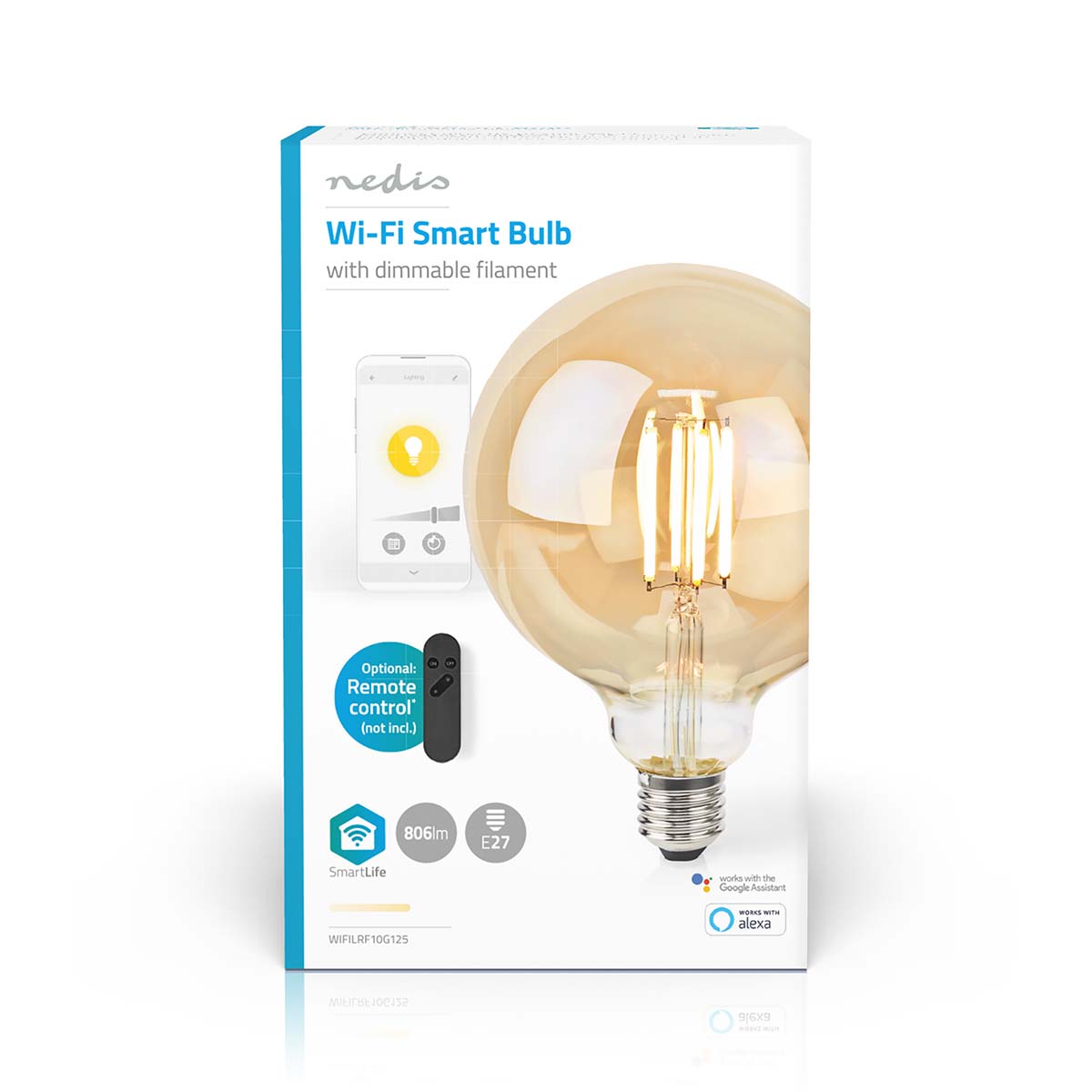 SmartLife LED Filament Lampe | Wi-Fi | E27 | 806 lm | 7 W | Warmweiss | 1800 - 3000 K | Glas | Android™ / IOS | Globe | 1 Stück