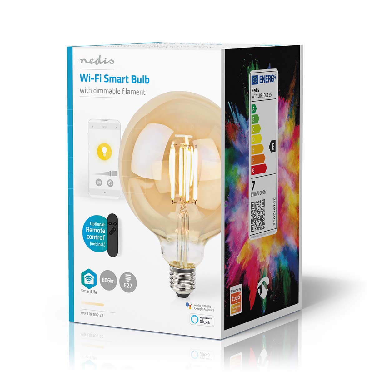 SmartLife LED Filament Lampe | Wi-Fi | E27 | 806 lm | 7 W | Warmweiss | 1800 - 3000 K | Glas | Android™ / IOS | Globe | 1 Stück