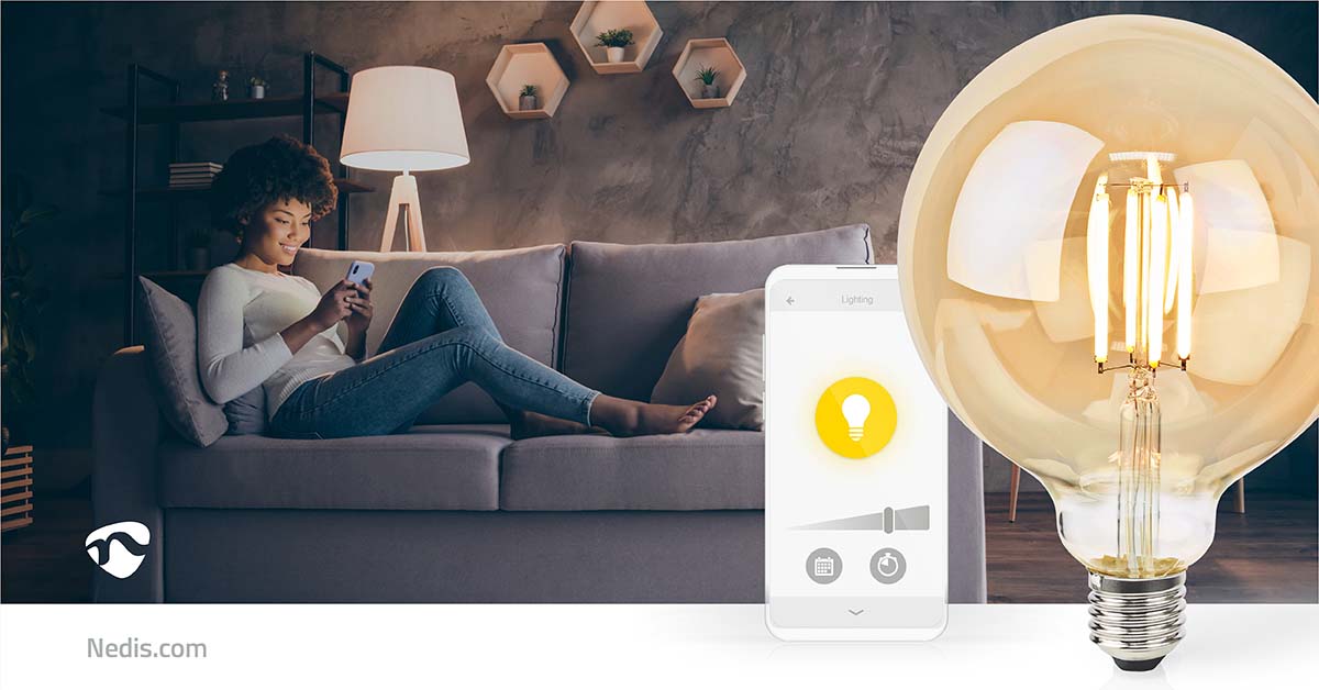 SmartLife LED Filament Lampe | Wi-Fi | E27 | 806 lm | 7 W | Warmweiss | 1800 - 3000 K | Glas | Android™ / IOS | Globe | 1 Stück