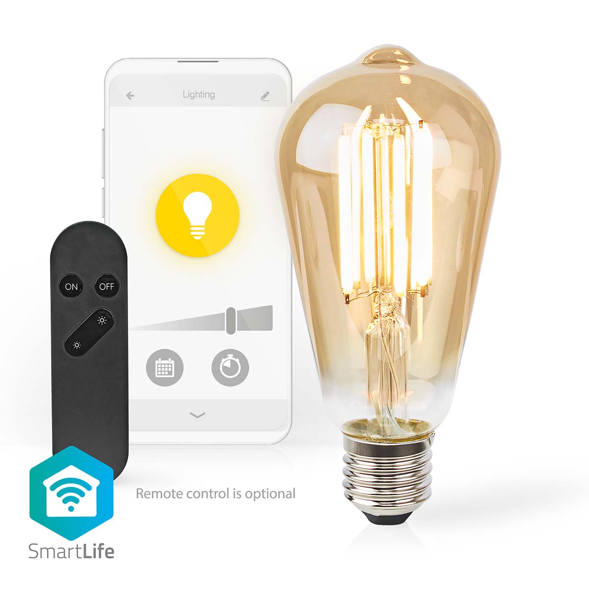 SmartLife LED Filament Lampe | Wi-Fi | E27 | 806 lm | 7 W | Warmweiss | 1800 - 3000 K | Glas | Android™ / IOS | ST64 | 1 Stück