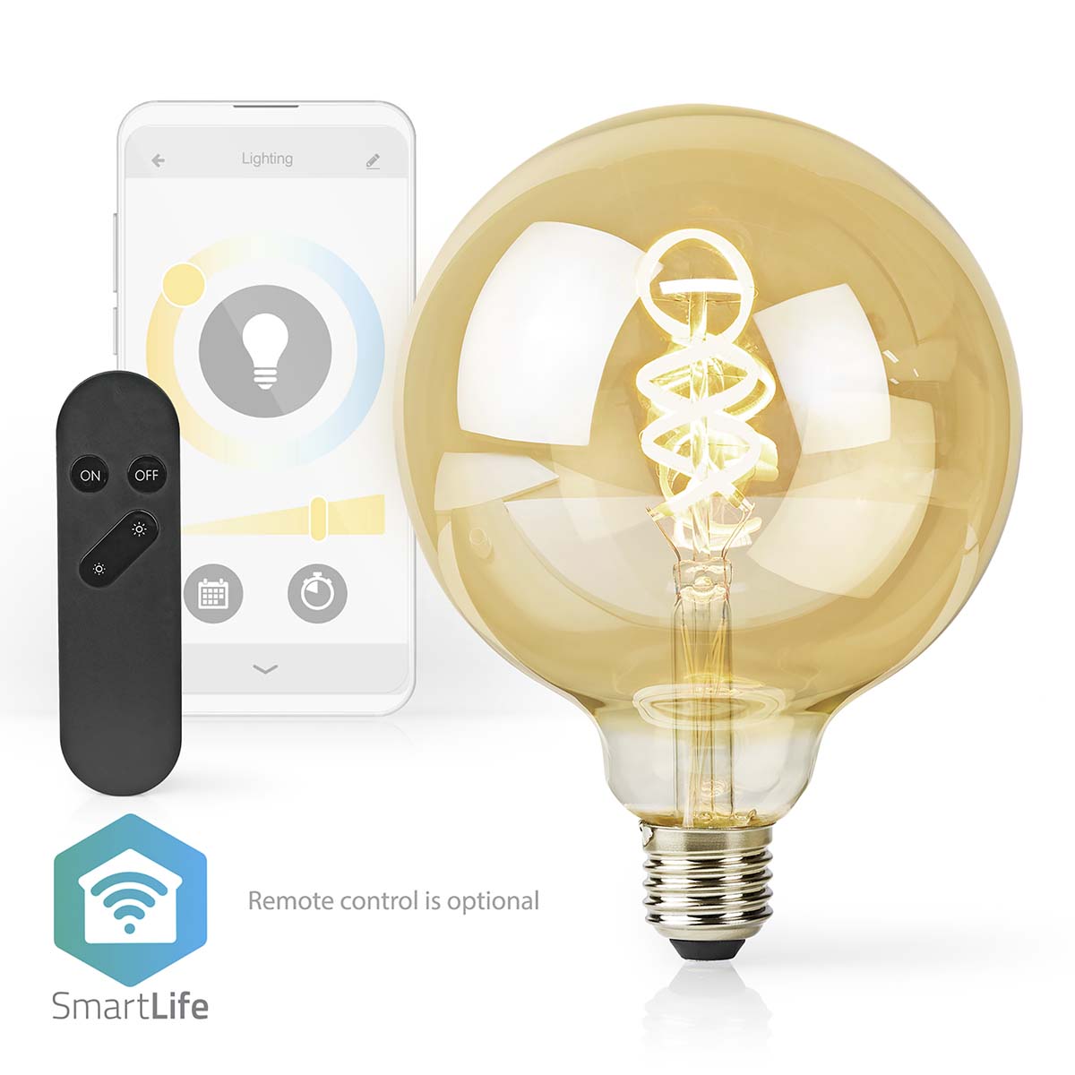 SmartLife LED Filament Lampe | Wi-Fi | E27 | 360 lm | 4.9 W | Warm bis kühlen weiß | 1800 - 6500 K | Glas | Android™ / IOS | Globe | 1 Stück